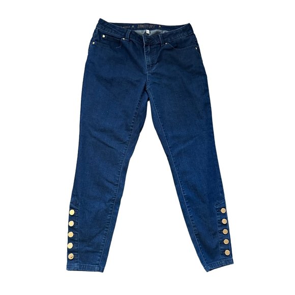 Jennifer Lopez Denim - Jennifer Lopez skinny ankle jeans with gold buttons size 6